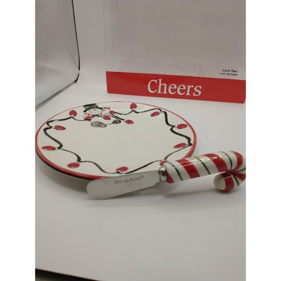 Fitz And Floyd Cheers Holiday Plate & Spreader Set - Snowman & Lights - Picture 5 of 6